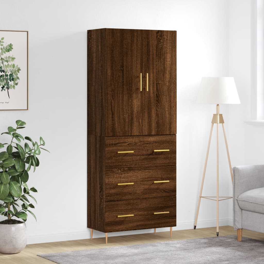 Skříň highboard hnědý dub 69,5 x 34 x 180 cm kompozitní dřevo