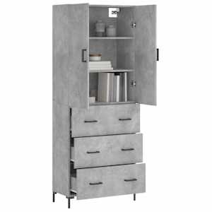 Skříň highboard betonově šedá 69,5x34x180 cm kompozitní dřevo - obrázek 3