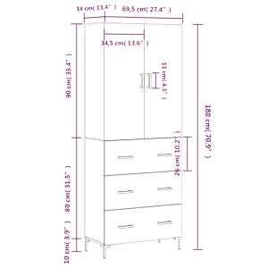 Skříň highboard betonově šedá 69,5x34x180 cm kompozitní dřevo - obrázek 14