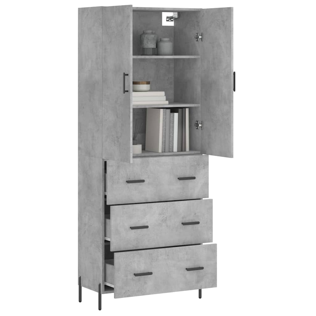 vidaXL Hoge kast 69,5x34x180 cm bewerkt hout betongrijs