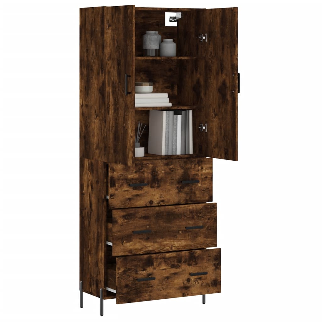 vidaXL Highboard Smoked Oak 69.5x34x180 cm Engineered Wood