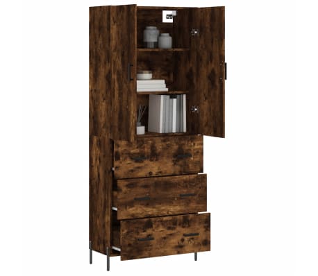 vidaXL Highboard Räuchereiche 69,5x34x180 cm Holzwerkstoff