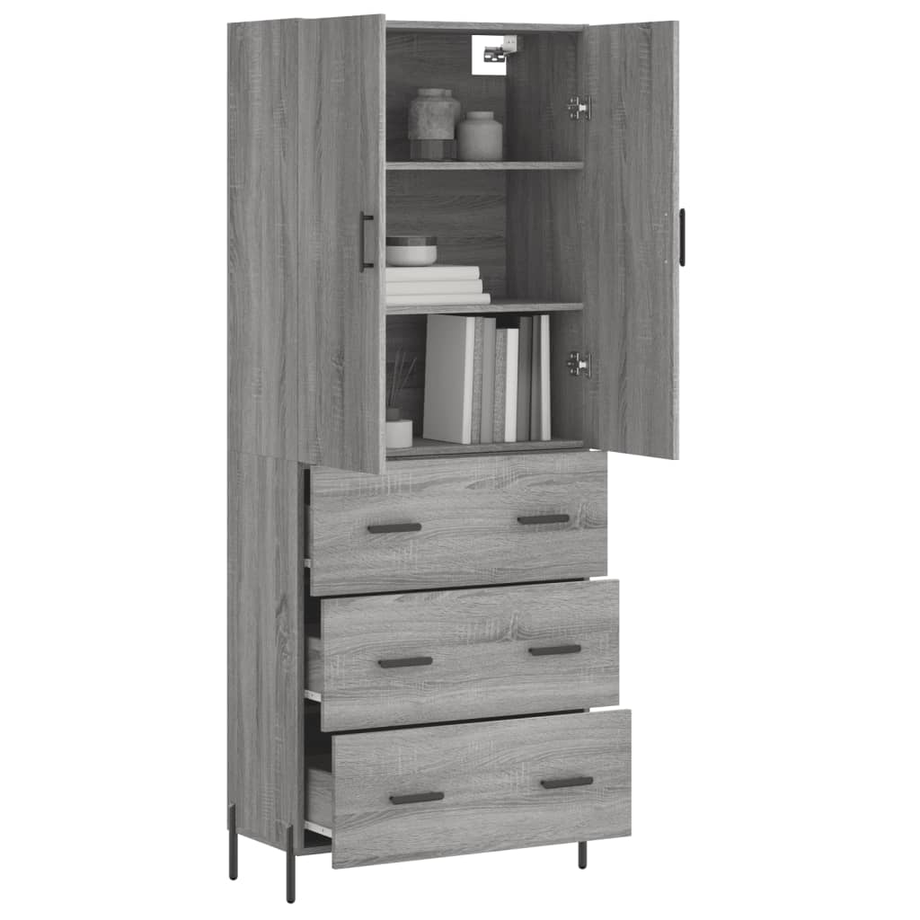 vidaXL Highboard Grey Sonoma 69.5x34x180 cm Engineered Wood