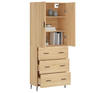 vidaXL Hoge kast 69,5x34x180 cm bewerkt hout sonoma eikenkleurig