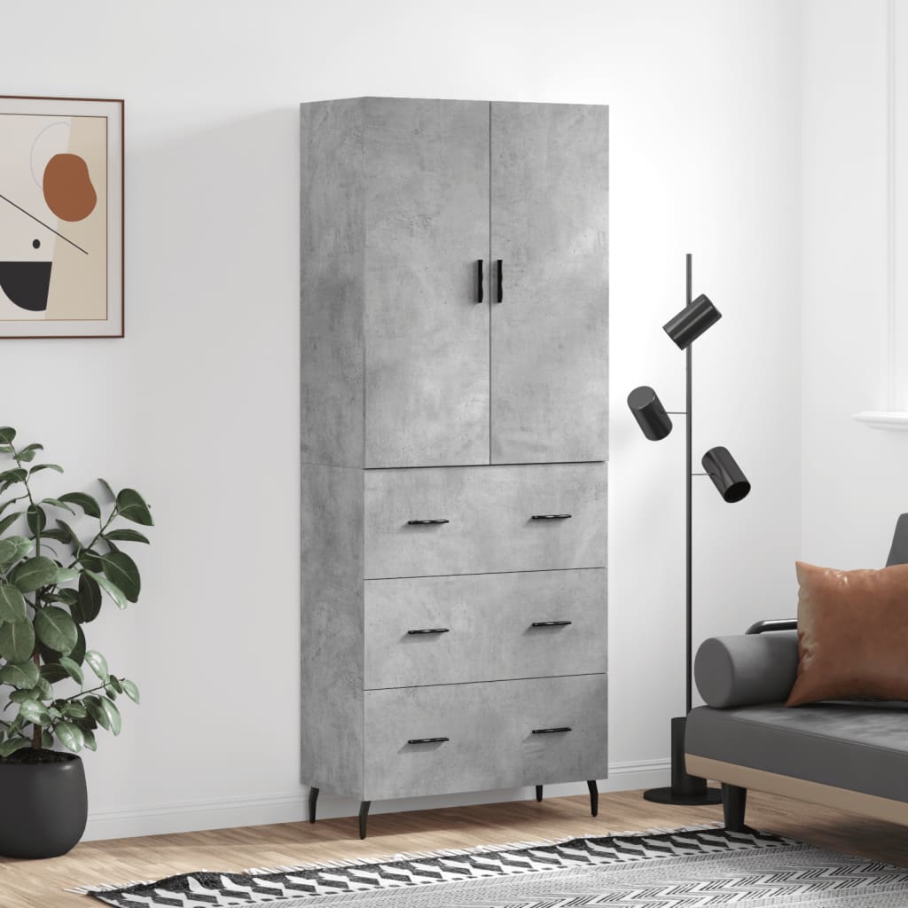 Skříň highboard betonově šedá 69,5x34x180 cm kompozitní dřevo