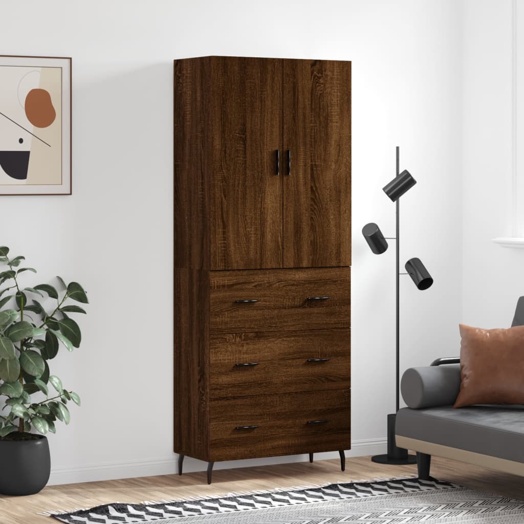 Skříň highboard hnědý dub 69,5 x 34 x 180 cm kompozitní dřevo