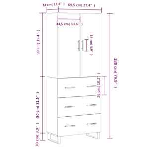 Skříň highboard bílá 69,5 x 34 x 180 cm kompozitní dřevo - obrázek 14