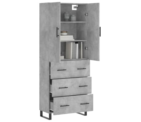 vidaXL Credenza Grigio Cemento 69,5x34x180 cm in Legno Multistrato