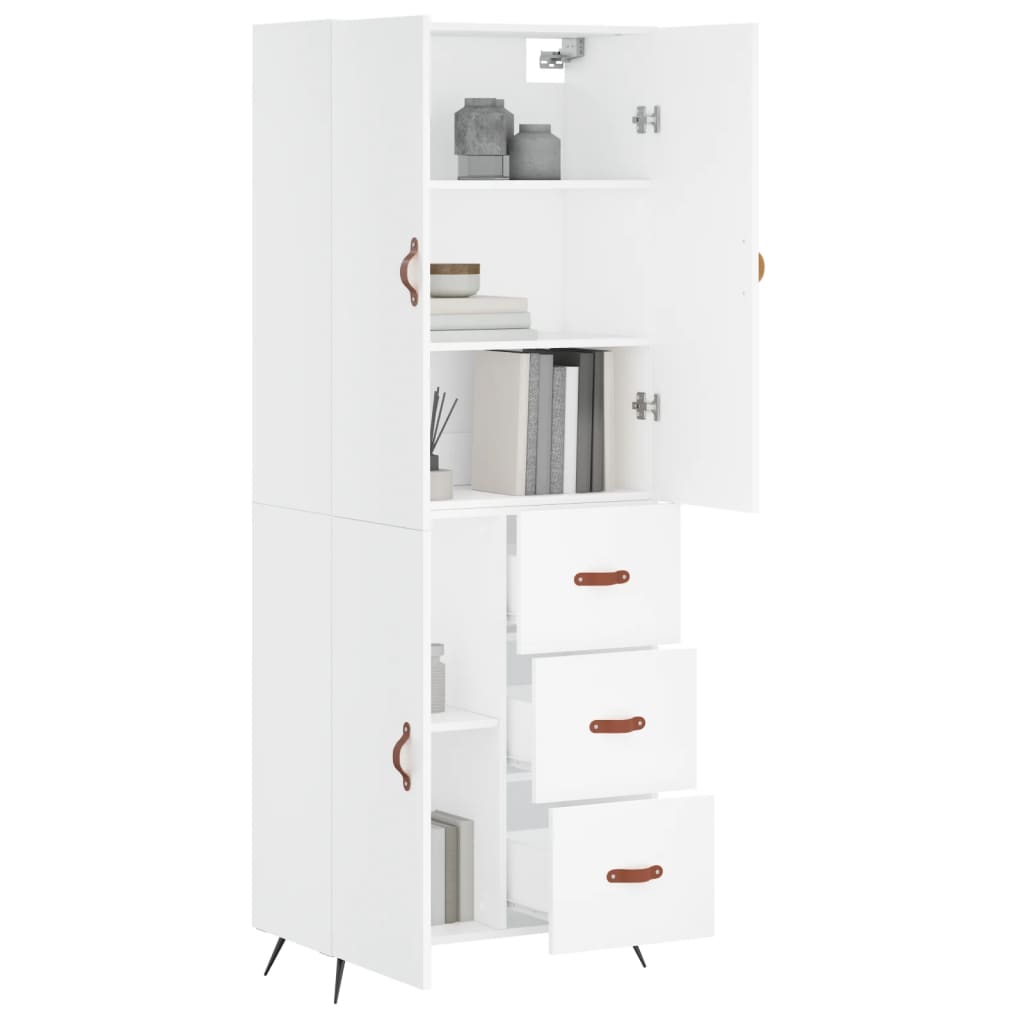 vidaXL Hoge kast 69,5x34x180 cm bewerkt hout wit
