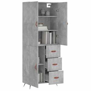 Skříň highboard betonově šedá 69,5x34x180 cm kompozitní dřevo - obrázek 3