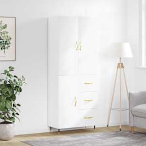 Skříň highboard bílá 69,5 x 34 x 180 cm kompozitní dřevo - obrázek 1