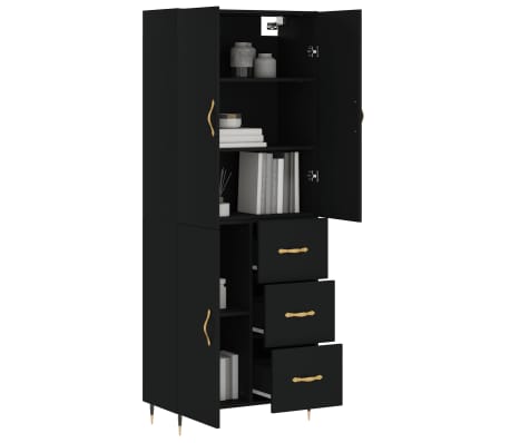 vidaXL Skř&iacute;ň highboard čern&aacute; 69,5 x 34 x 180 cm kompozitn&iacute; dřevo