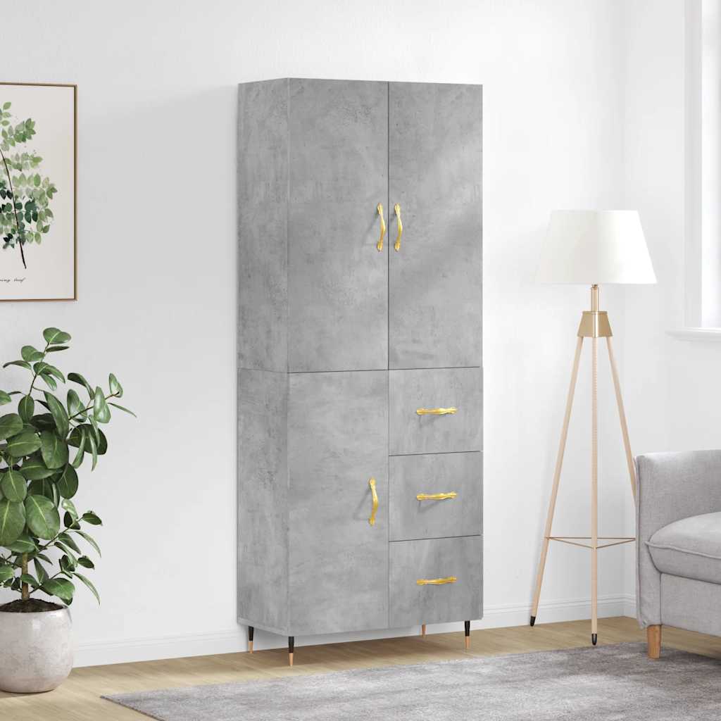 vidaXL Dulap înalt, gri beton, 69,5x34x180, lemn compozit