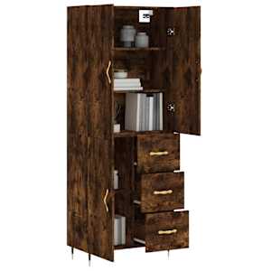 Skříň highboard kouřový dub 69,5 x 34 x 180 cm kompozitní dřevo - obrázek 3