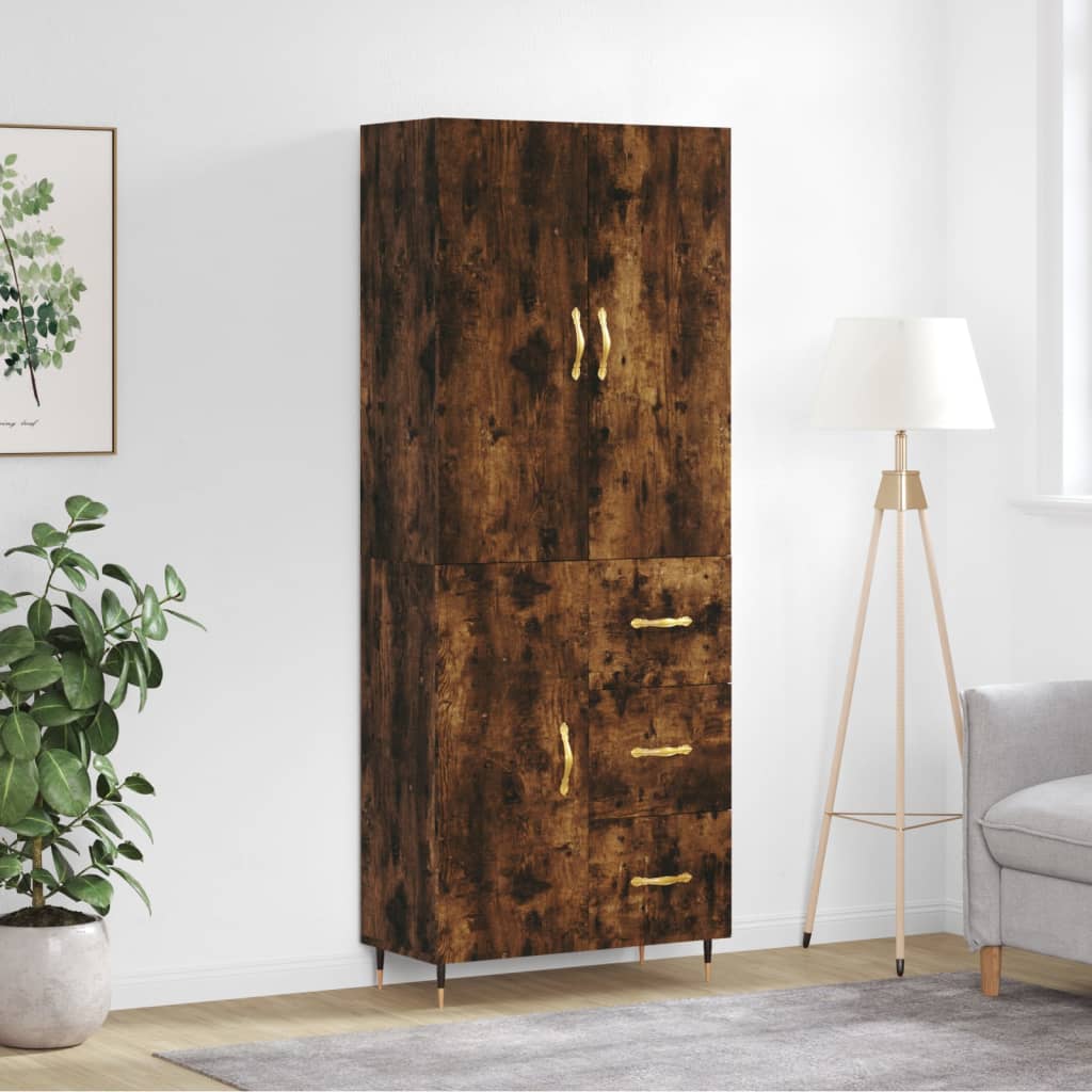 vidaXL Highboard Räuchereiche 69,5x34x180 cm Holzwerkstoff