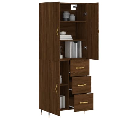 vidaXL Highboard brun eik 69,5x34x180 cm konstruert tre