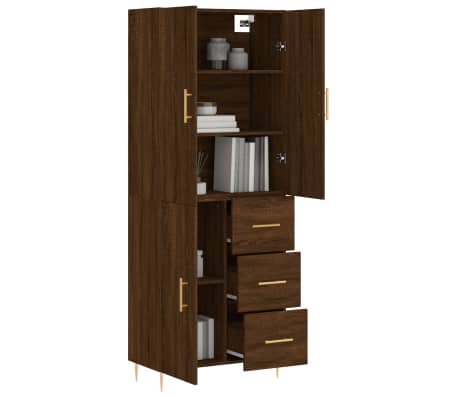 vidaXL Buffet haut Chêne marron 69,5x34x180 cm Bois d'ingénierie