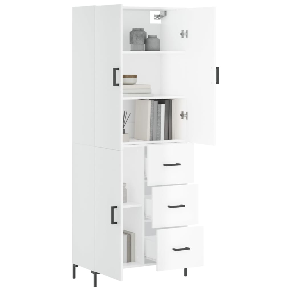 vidaXL Buffet haut Blanc brillant 69,5x34x180 cm Bois d'ingénierie