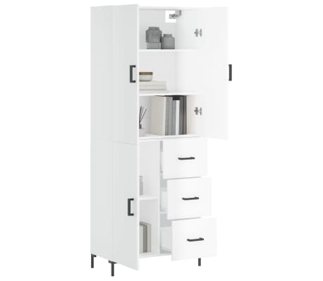 vidaXL Credenza Bianco Lucido 69,5x34x180 cm in Legno Multistrato