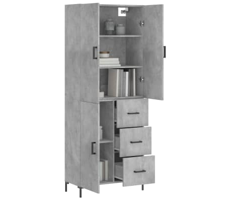 vidaXL Dulap &icirc;nalt, gri beton, 69,5x34x180, lemn compozit