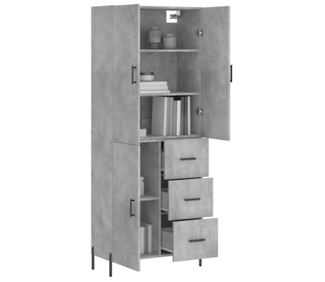 vidaXL Hoge kast 69,5x34x180 cm bewerkt hout betongrijs