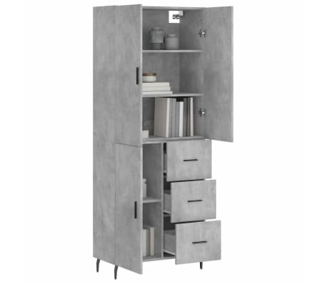 vidaXL Dulap &icirc;nalt, gri beton, 69,5x34x180, lemn compozit