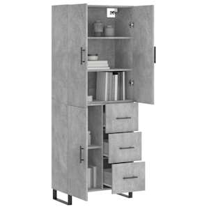 Skříň highboard betonově šedá 69,5x34x180 cm kompozitní dřevo - obrázek 3