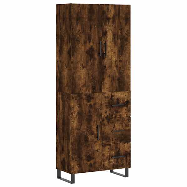 vidaXL k&otilde;rge kapp, suitsutatud tamm, 69,5 x 34 x 180 cm, tehispuit
