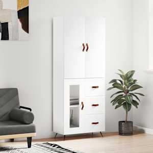Skříň highboard bílá 69,5 x 34 x 180 cm kompozitní dřevo - obrázek 1