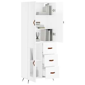 vidaXL Credenza Bianco Lucido 69,5x34x180 cm in Legno Multistrato