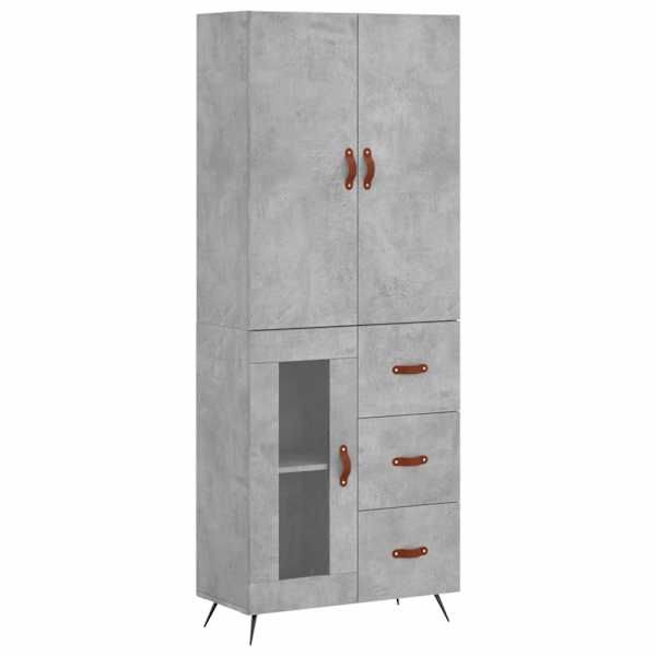 vidaXL k&otilde;rge kapp, betoonhall, 69,5 x 34 x 180 cm,tehispuit