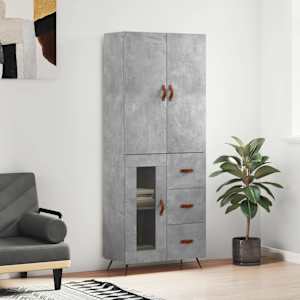 Visoka komoda betonsko siva 69,5x34x180 cm inženirski les