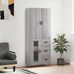 Skříň highboard šedá sonoma 69,5 x 34 x 180 cm kompozitní dřevo - obrázek 1