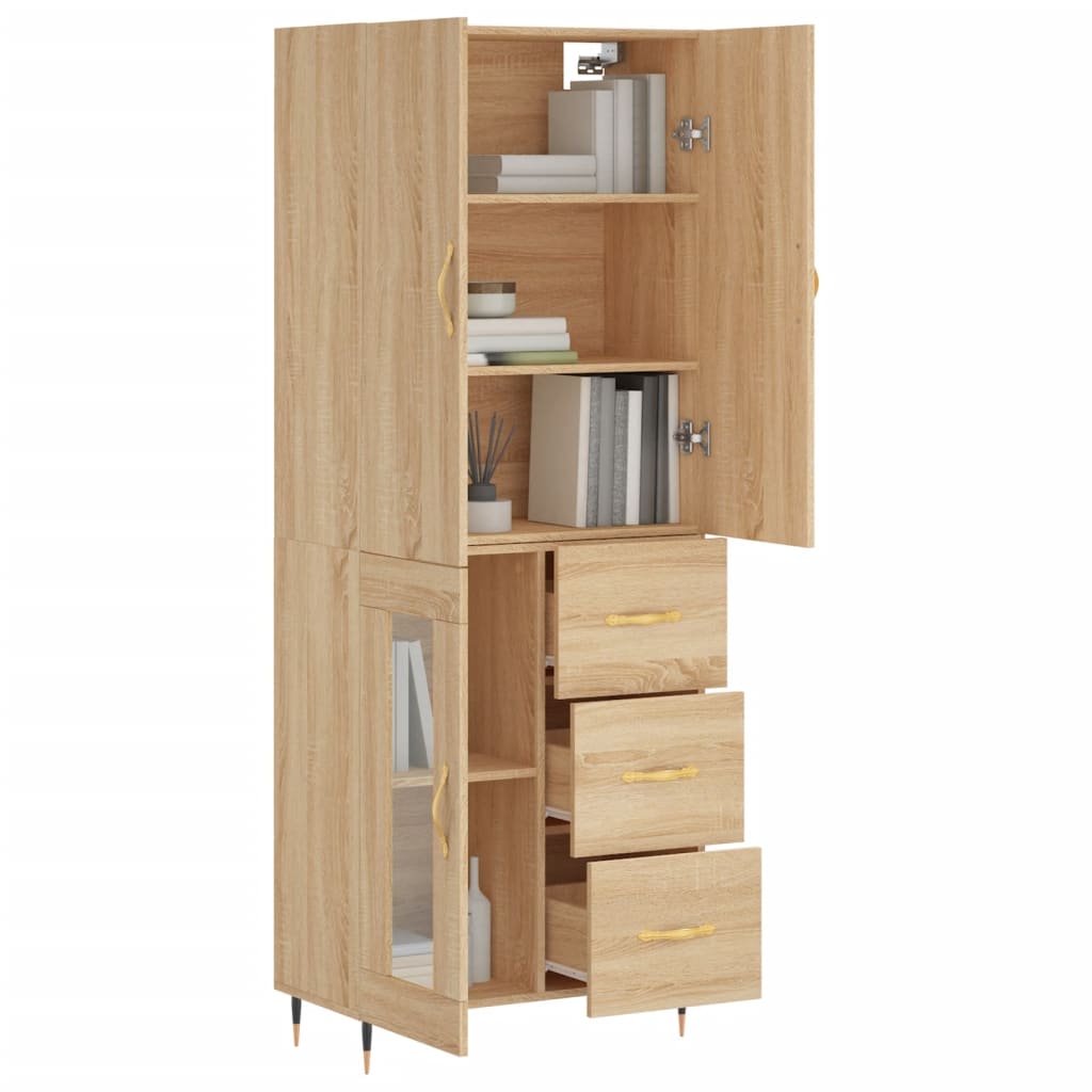 vidaXL Hoge kast 69,5x34x180 cm bewerkt hout sonoma eikenkleurig