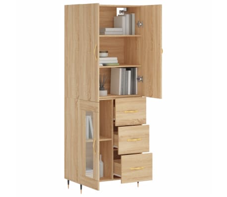 vidaXL Highboard Sonoma-Eiche 69,5x34x180 cm Holzwerkstoff
