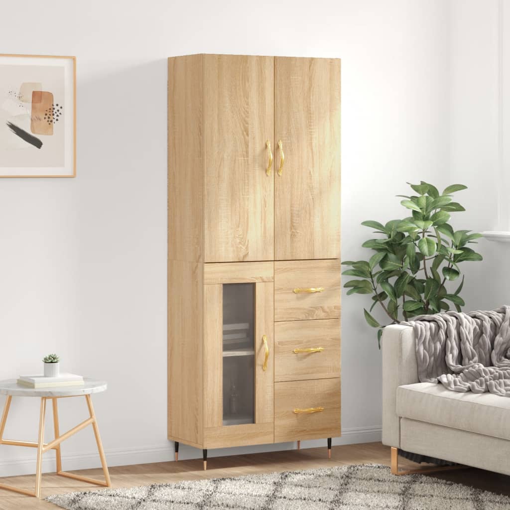 Skříň highboard dub sonoma 69,5 x 34 x 180 cm kompozitní dřevo