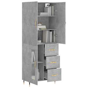 Skříň highboard betonově šedá 69,5x34x180 cm kompozitní dřevo - obrázek 3