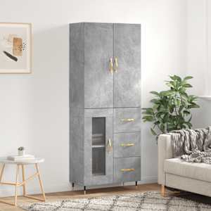 Skříň highboard betonově šedá 69,5x34x180 cm kompozitní dřevo - obrázek 1