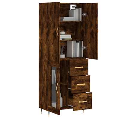 vidaXL Buffet haut Ch&ecirc;ne fum&eacute; 69,5x34x180 cm Bois d'ing&eacute;nierie