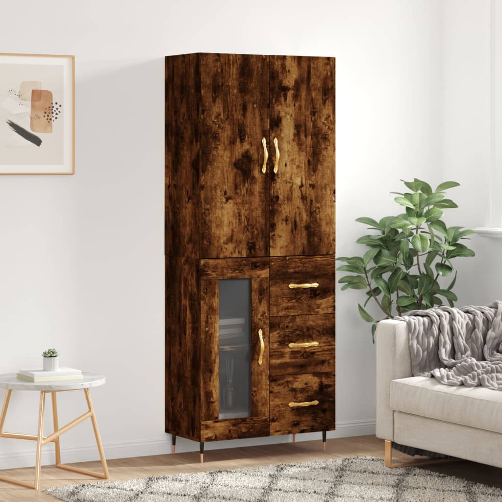 vidaXL Highboard Räuchereiche 69,5x34x180 cm Holzwerkstoff