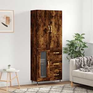 Skříň highboard kouřový dub 69,5 x 34 x 180 cm kompozitní dřevo