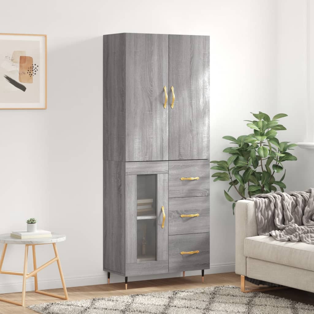 Skříň highboard šedá sonoma 69,5 x 34 x 180 cm kompozitní dřevo