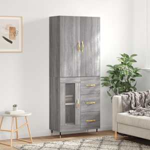 Skříň highboard šedá sonoma 69,5 x 34 x 180 cm kompozitní dřevo - obrázek 1