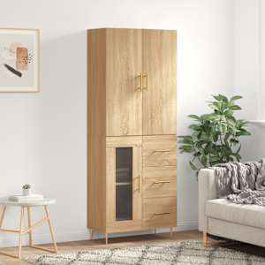 Skříň highboard dub sonoma 69,5 x 34 x 180 cm kompozitní dřevo - obrázek 1