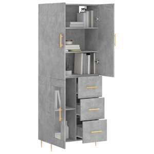 Skříň highboard betonově šedá 69,5x34x180 cm kompozitní dřevo - obrázek 3
