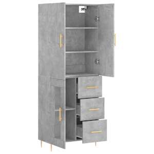 Skříň highboard betonově šedá 69,5x34x180 cm kompozitní dřevo - obrázek 4