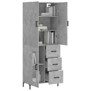 Skříň highboard betonově šedá 69,5x34x180 cm kompozitní dřevo - obrázek 3