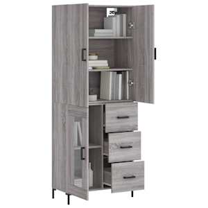 vidaXL Ντουλάπι Γκρι Sonoma 69,5 x 34 x 180 εκ. Επεξεργασμένο Ξύλο