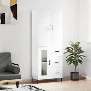 Skříň highboard bílá 69,5 x 34 x 180 cm kompozitní dřevo - obrázek 1