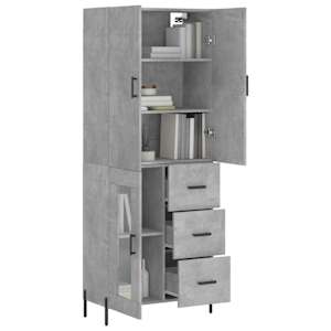 Skříň highboard betonově šedá 69,5x34x180 cm kompozitní dřevo - obrázek 3